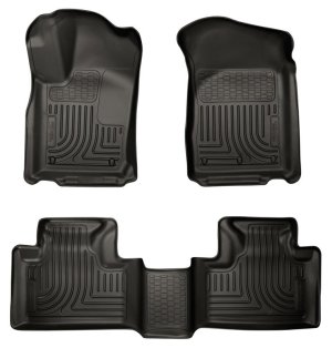 Dodge Durango Floor Liners - Front + 2nd Row - Husky Liners - WeatherBeater - Black - `11-`13